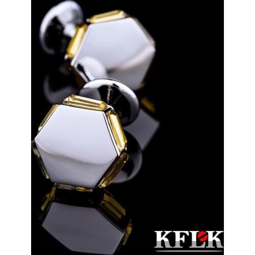 KFLK jewelry fashion brand of shirts cufflinks yellow crystal cufflinks luxury wedding button male high quality guests
