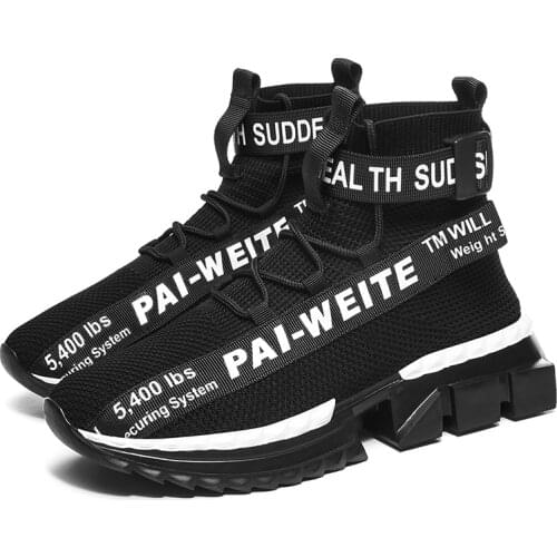 Fashion Flying Woven Sock Shoes Men High Top Chunky Outdoor Sneakers Men Damping Non-slip Shoes Men Casual Shoes Zapatos Hombre