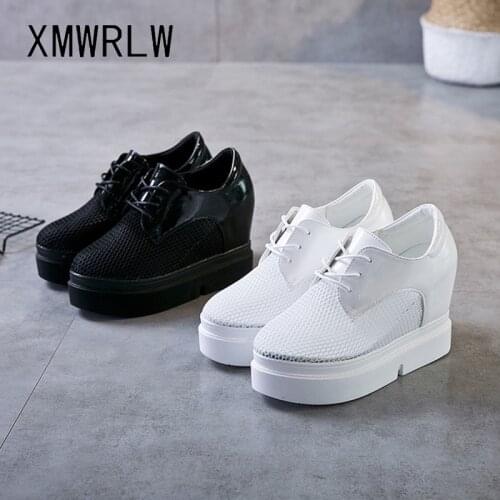XMWRLW Summer Breathable Mesh Women Chunky Sneakers High Heels Shoes For Women Summer Sneakers Rubber Sole Casual Woman Shoes