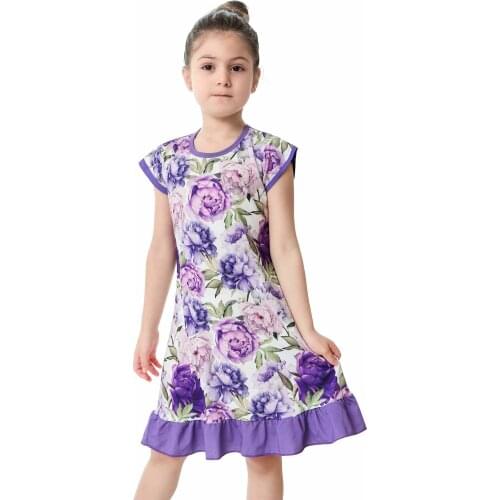 New Summer Spandex Printing Floral Night Dress for 3-10Years Girls Flower Night Gowns Vestidos De Noche Summer Dress Nightgown