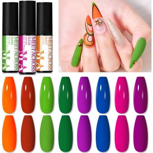MEET ACORR UV Gel Nail Polish Nail Art Neon Color Varnish Soak Off UV Gel Base And Top Coat Gel For Women Manicure