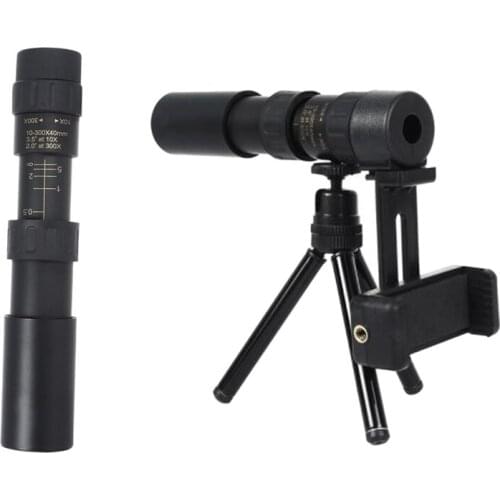 4K 10-300x40MM Monocular Telescope Portable Zoom Monocular Binoculars Light Night Vision for Hunting Camping