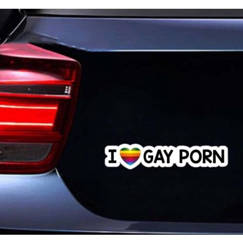 I LOVE GAY PORN Car Stickers Car Personality Funny Fun Stickers Reflective Car Sticker Waterproof Automotive Exterior Decoration