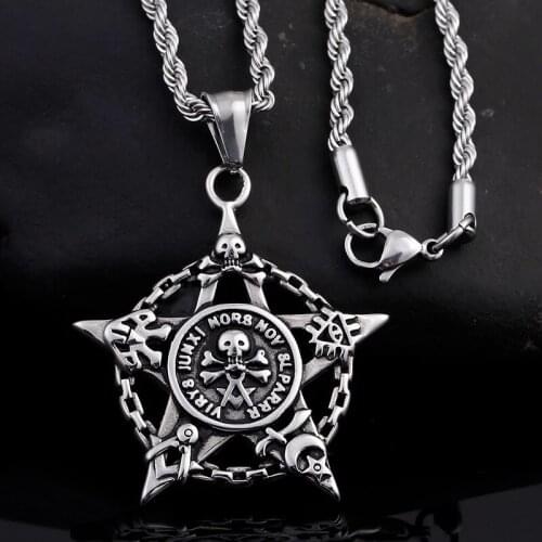 New Retro Pentagram Pirate Titanium Steel Pendant Pentacle Couples