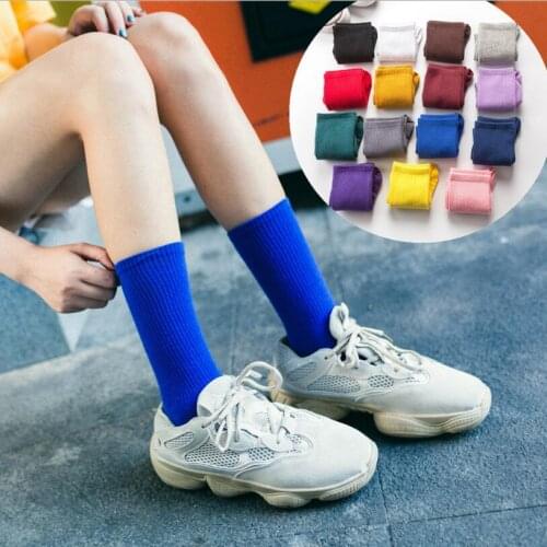 New Boy Girls Cotton Knee High Socks Solid Candy Color Kids Toddler Double Needle Short Socks For Children 2019