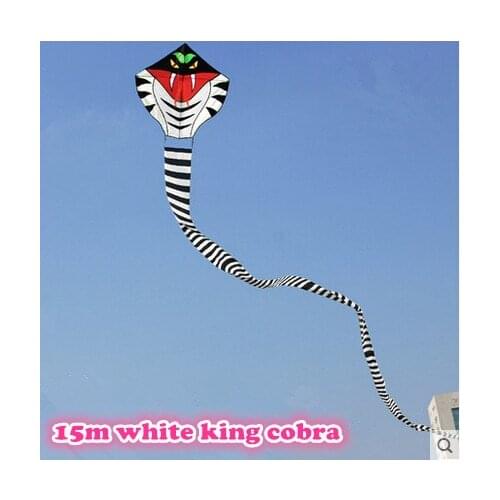 New High Quality Outdoor Fun Sports 15 m White Long Snake Kites/Power Cobra Kite With Handle Line Good Flying Or Toy