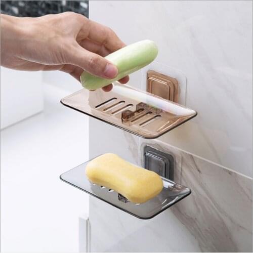 Soap Dishes Drain Sponge Holder Bathroom Organizer Wall Mounted Storage Rack Soap Box Kitchen Hanging Shelf