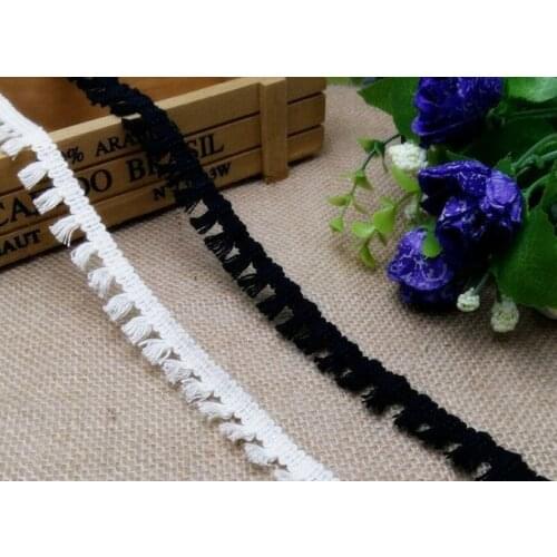 Black&White 1.8CMx20M Pompom Lace Trim Ball Ribbon Trim Pompom Fur Craft DIY Braid Wedding/Curtain Decoration Sewing Accessories