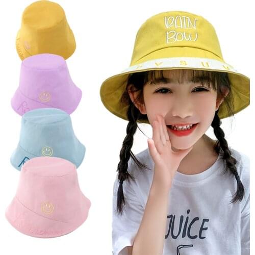 2021 Baby Bucket Hat New Summer UV Protection Boys Cap Children Panama Outdoor Beach Girls Sun Hat Cartoon Infant Fisherman Cap