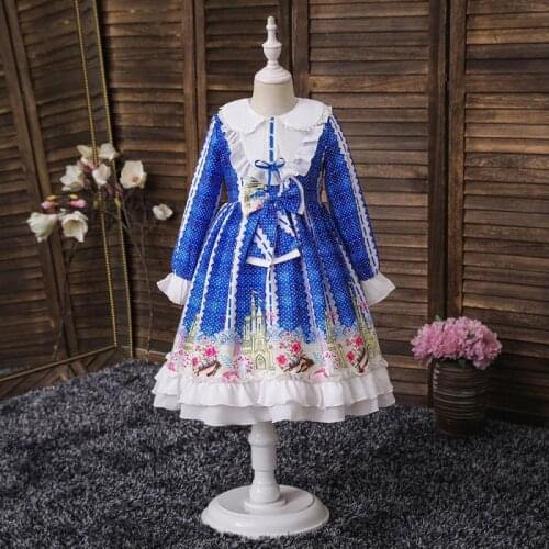 Girls Lolita Princess Dress Girls Cute Lolita Dress Two Colors Pure Cotton Comfortable Light Fluffy Suitable For Children Skin