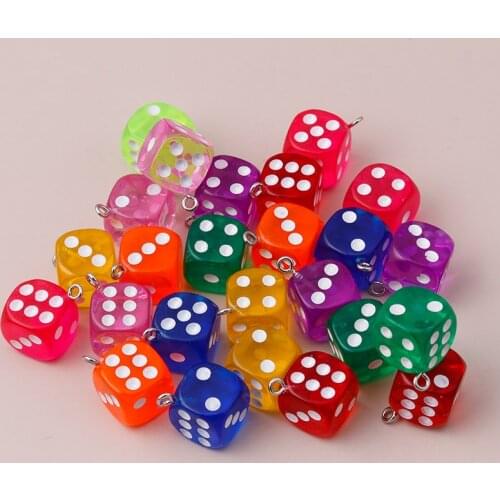 10pcs Cartoon 3D Dice Pendants Charms for Making Jewelry Crafting Cute Earrings Necklaces 9 Color Handmade Accessories
