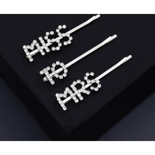 Luxury sparkly letter hair clip Word Barrettes Hairpins Crystal Bobby Pins Bling Rhinestones Headwear Hair Accessories