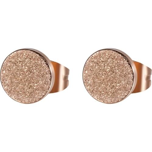 Boniskiss Women Girls 4MM Scrub Tiny Dot Stud Earrings Rosegold Stainless Steel Geometric Circle Ear Studs 4-8mm