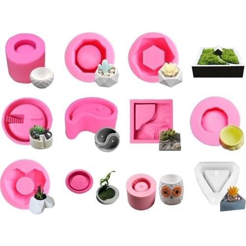 Silicone Flower Pot Mold 3D Handmade Concrete Succulent Vase Casting Mould Fondant Chocolate Party Cake Dessert Decorating