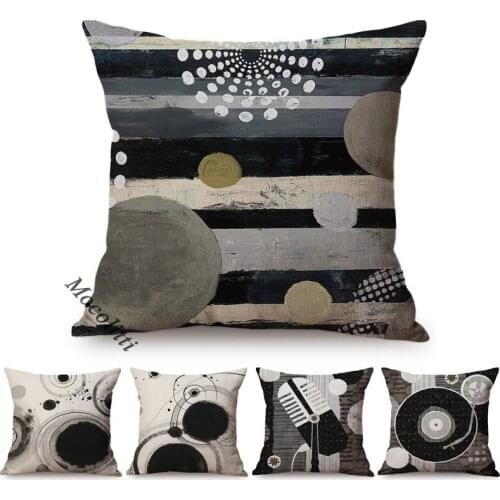 Nordic Modern Liberalism Painting Decoration Sofa Throw Pillow Case Luxury Ink Design Scribbly Growth Ring Linen Cushions Cover