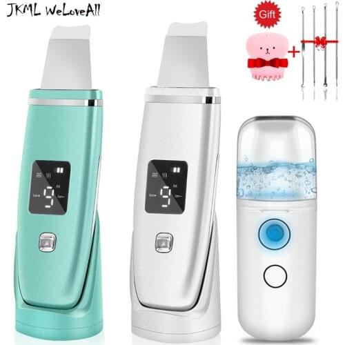LCD Ultrasonic Skin Scrubber + USB Face Steamer Humidifier Deep Face Lifting Cleaning Machine Peeling Shovel Facial Pore Clean