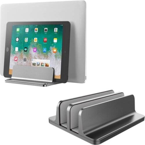 Vertical Laptop Stand Double Desktop Holder for Mackbook Air Pro13 15 Aluminum Stand with Adjustable Dock for Surface Chromebook