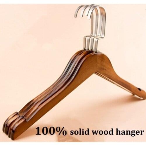 5pcs Women wood clothes hanger vintage sloping ridge coat hangers wardrobe non slip hanger for hotel and home clothes drying