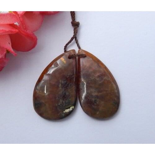 Natural Gemstone Aommonite Foss il Fashion women Teardrop earring pair,Semiprecious stone ,Jewelry accessories,28x17x4mm,5.7g