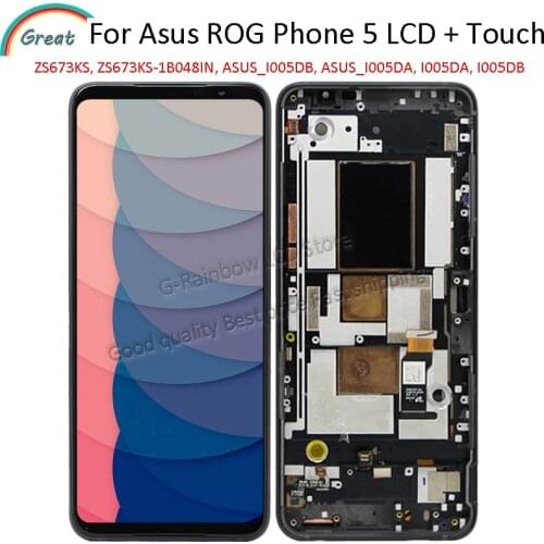 Original For Asus ROG Phone 5 ZS673KS LCD Display With Frame Touch Panel Screen Digitizer Assembly For Asus ROG 5 LCD I005DB
