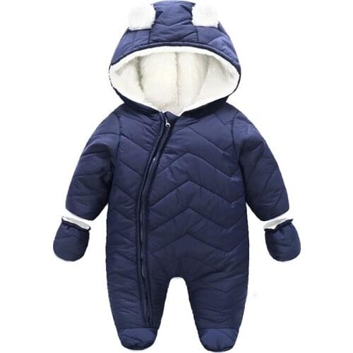 Winter Warm Newborn Hooded Jumpsuit Bag Foot Romper For Baby Boy Baby Girl Unisex Jumpsuits Clothes Baby Rompers 0-24M