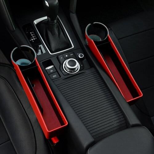1 Pair Red Console Side Pocket Car Seat Catcher Fills the Gap Between the Seat Car Organizer