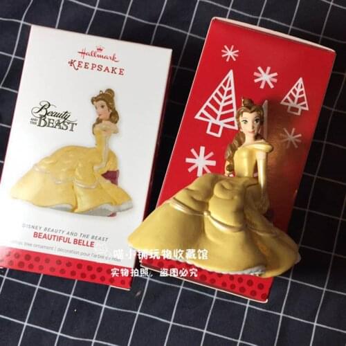 1pcs 8CM Disney original Princess Bell collection figure Decoration Children Birthday Gift Christmas Tree pendant toys