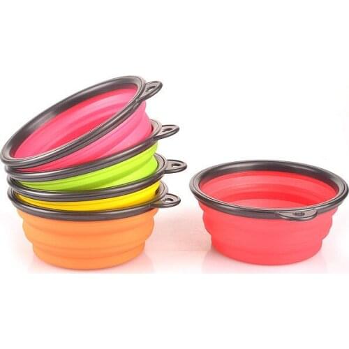 100pcs/lot Free Shipping Pet Dog Cat Bowl Puppy Drinking Collapsible Easy Take Outside Feeding Water Feeder Travel Bowl Dish