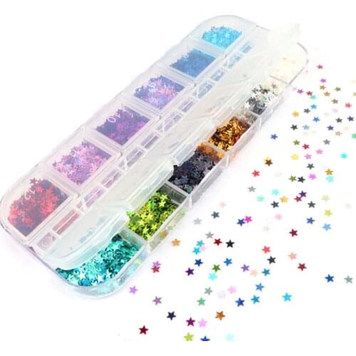 12 Grids/Box Nail Art Fluorescent Sequins Holographic Glitter Flakes Jewelry Epoxy DIY Resin Mold Filling Decor