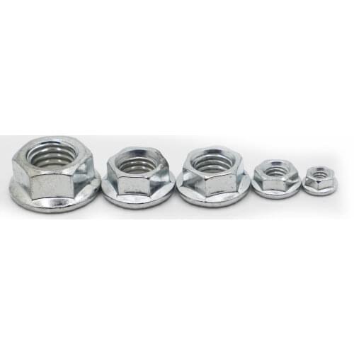 2/5/10/20pcs M3 M4 M5 M6 M8 M10 M12 M14 Metric Galvanized Hex Serrated Flange Nuts Hex Lock Nuts