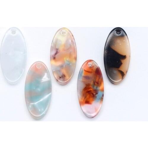 20pcs Tortoise Shell Acetate Oval Pendants 22x10mm, Acrylic Craft Earring Components, Resin Geometric Charms (#HT-55)