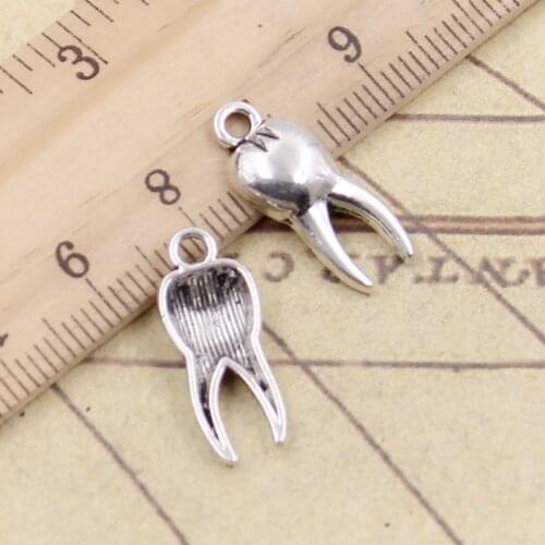 30pcs Charms Zombie Tooth Teeth Molar 20x8mm Tibetan Silver Color Pendants Antique Jewelry Making DIY Handmade Craft