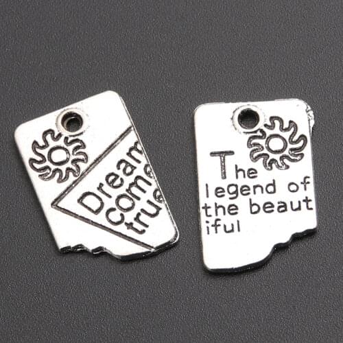 30pcs Alloy Silver Color Dream Come Ture legend of the beauty Charm For DIY Jewelry Making 21x13mm A789