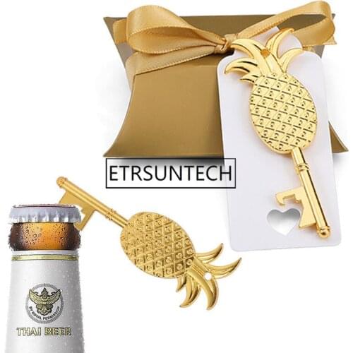 300sets Creative Gold Pillow Candy Box Pineapple Bottle Opener Blank Message Tag Card Ribbon For Birthday Wedding Party Supplies