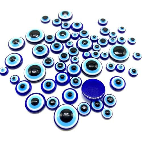 6/8/10/12/14MM Resin Flat Beads Oval Shape Evil Eye Beads For Jewelry Making DIY Charms Bracelets Earring Pendant(No Hole )