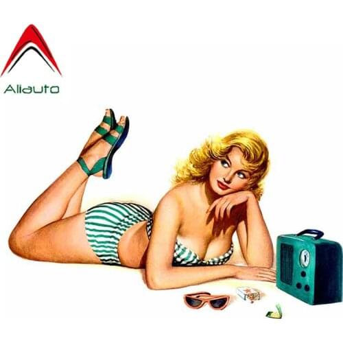 Aliauto Retro Sexy Woman Car Sticker Pin Up Girl Vintage Automobiles Motorcycles Accessories Waterproof Vinyl Decals,13cm*10cm