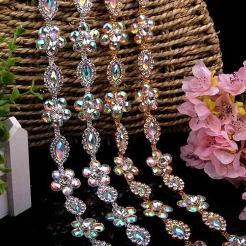 Free Shipping 5yards Rhinestone Chain Bridal Sash Rhinestone Applique, Wedding Applique,Rhinestone Trimming LSRT032