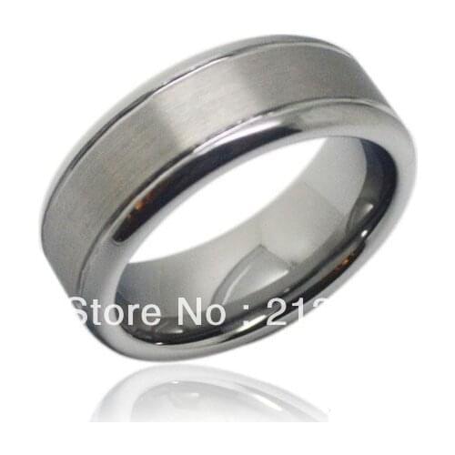 FREE SHIPPING!USA WHOLESALES CHEAP PRICE BRAZIL RUSSIA CANADA UK HOT SELLING 8MM GROOVES SILVER SATIN MENS TUNGSTEN WEDDING RING