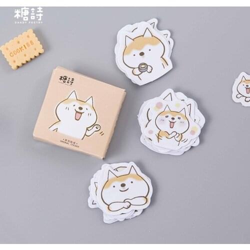 45 pcs/box Kawaii Puppy Decorative Adhesive Stickers Scrapbooking Stick Label DIY Diary Stationery Album Sticker