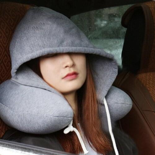 New Travel Hooded U-Shaped Pillow Cushion Car Office Airplane Head Rest Neck Support U-Shaped, Eye Mask Eyemask Neck Pillow