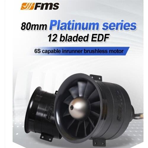 FMS EDF 80mm PRO V2 12-blade Ducted fan with 3280-KV2100 6S inrunner brushless motor For RC Airplane RC Model
