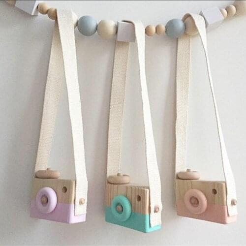 INS Nordic Style Hanging Wooden Camera Toys Kids Toy Camera Room Decor Furnishing Articles Wooden Toys For Kid
