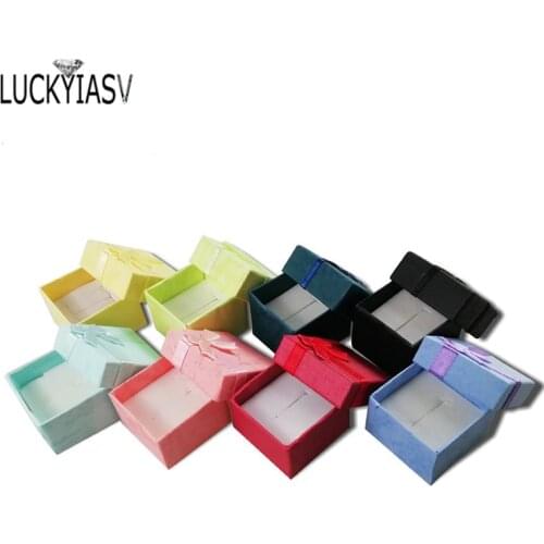 Hot Sale 24Pcs Colorful Paper Jewelry Display Case Wedding Earrings Organizer Ribbon Party Gift Box Ring Storage Box