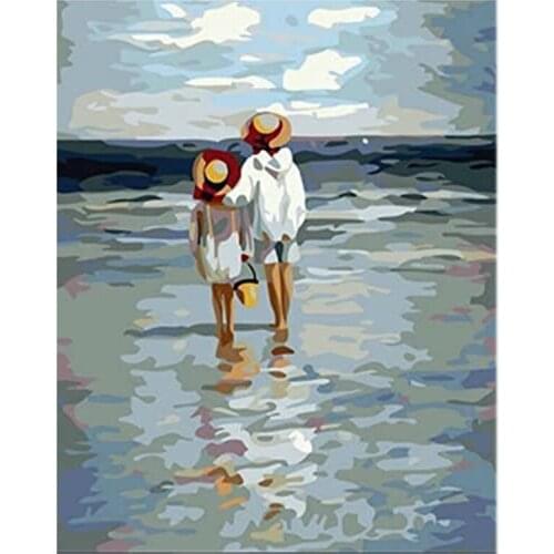 Paint By Numbers Kits for Adult, DIY Canvas Painting for Adults Beginner -Double Watching the Sea