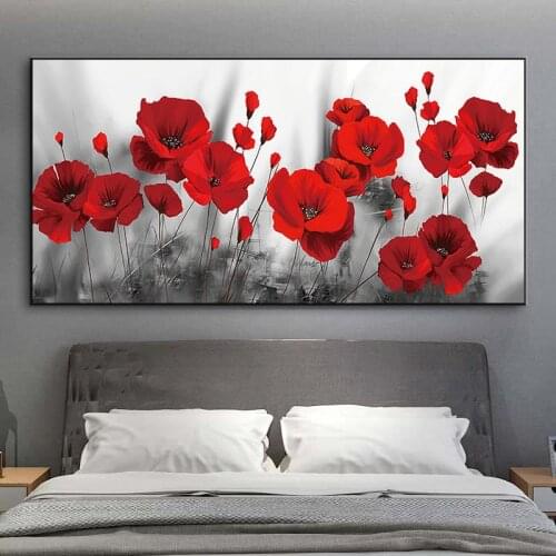 Red Poppies Flower Canvas Paintings on Wall Art Posters and Prints Watercolour Decorative Pictures for Home Living Room Cuadros
