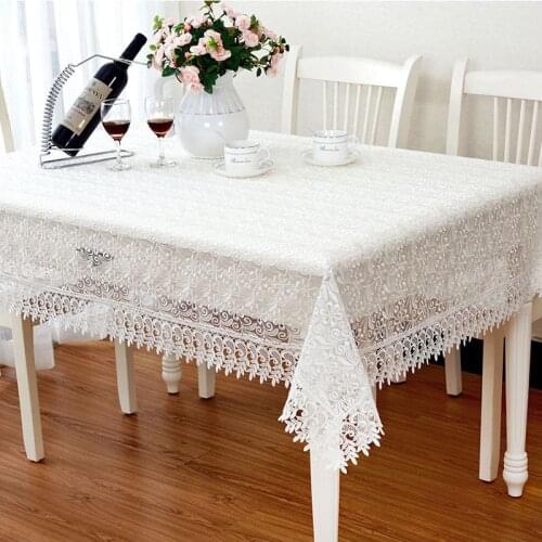 Lace Tablecloth Pink White Glass Gauze Antependium Embroidery Table Cover European Style Square Tea Table Cloth