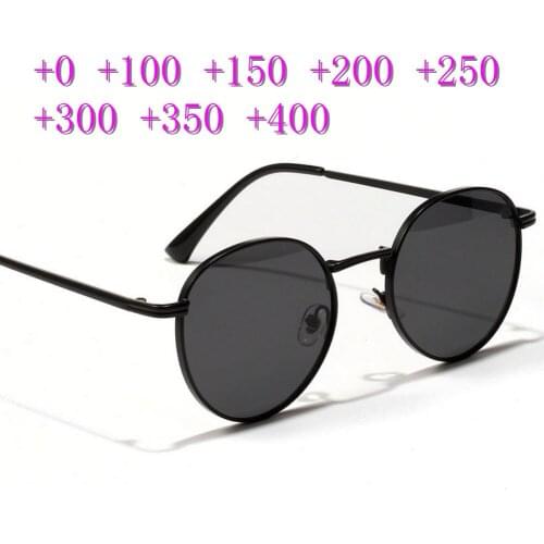 Multifocal Round Sunglasses Men With Diopters Bifocal Metal Square Reading Glasses Fashion Men Women Presbyopia Glasses NX