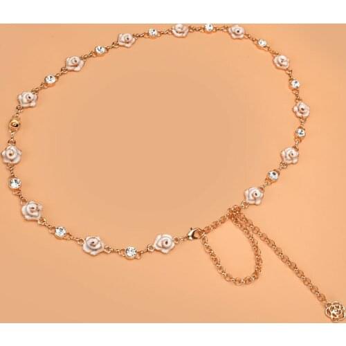 New female Full Metal Mirror thin Waist Belt Women Metallic Gold Plate With Chains Lady Punk Rocky waistband for women BL654