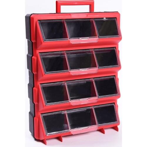 New Tool Case Parts Box Classification of Ark Multi-grid Drawer Type Building Blocks Case Screw Classification Component Box Red