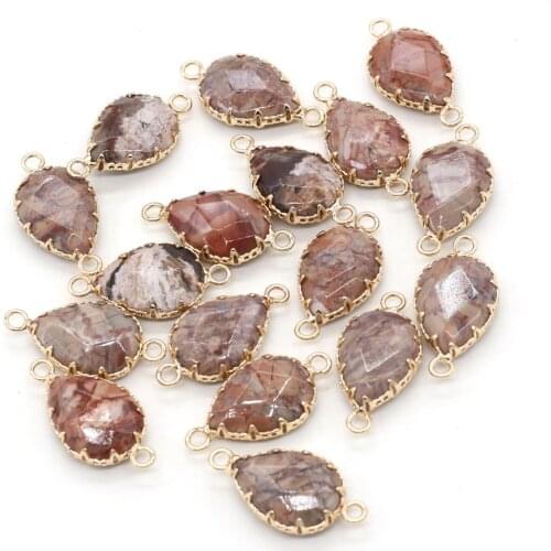 New Maifanstones Pendant Connectors Water Drop Shape Natural Stone Connectors for Jewelry Making DIY Necklace 14x28mm